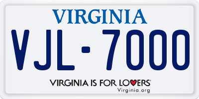 VA license plate VJL7000