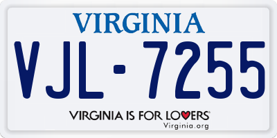 VA license plate VJL7255