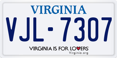 VA license plate VJL7307