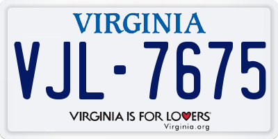 VA license plate VJL7675