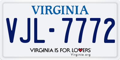 VA license plate VJL7772