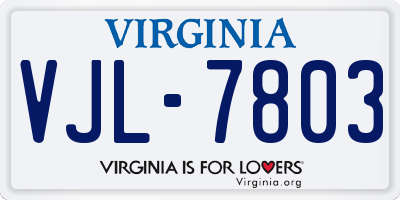 VA license plate VJL7803
