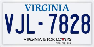 VA license plate VJL7828