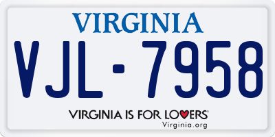 VA license plate VJL7958