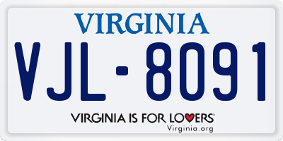 VA license plate VJL8091