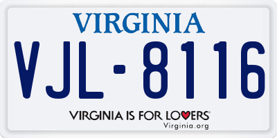 VA license plate VJL8116
