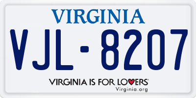 VA license plate VJL8207