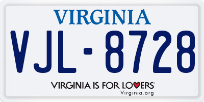 VA license plate VJL8728