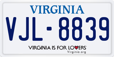 VA license plate VJL8839