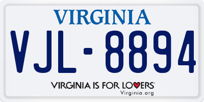 VA license plate VJL8894