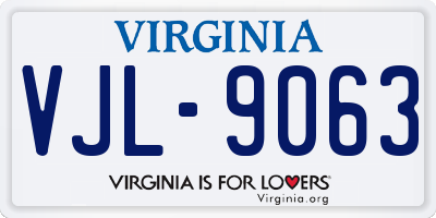 VA license plate VJL9063