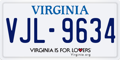VA license plate VJL9634
