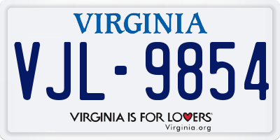 VA license plate VJL9854