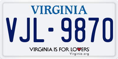 VA license plate VJL9870