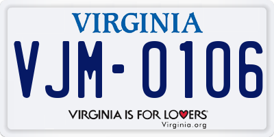 VA license plate VJM0106