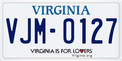 VA license plate VJM0127