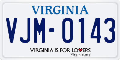 VA license plate VJM0143