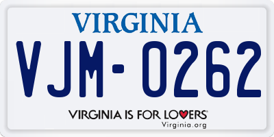 VA license plate VJM0262