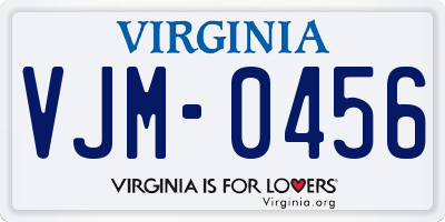 VA license plate VJM0456