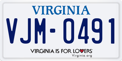 VA license plate VJM0491
