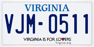 VA license plate VJM0511
