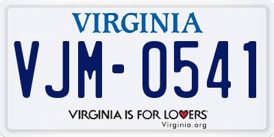 VA license plate VJM0541