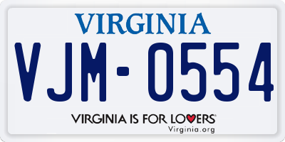 VA license plate VJM0554