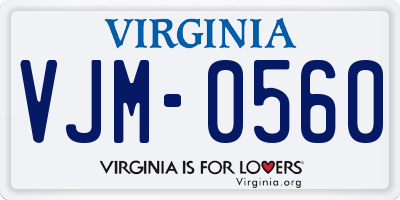 VA license plate VJM0560