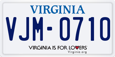 VA license plate VJM0710