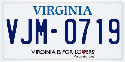 VA license plate VJM0719