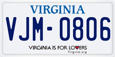 VA license plate VJM0806