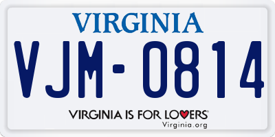VA license plate VJM0814