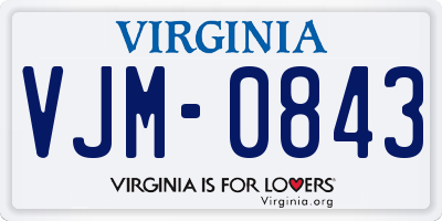 VA license plate VJM0843