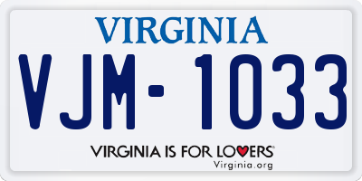VA license plate VJM1033