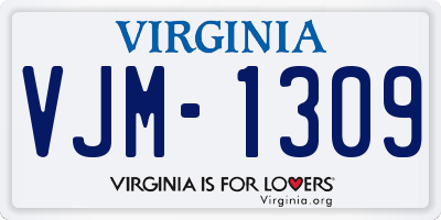 VA license plate VJM1309