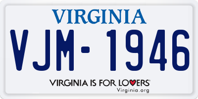 VA license plate VJM1946