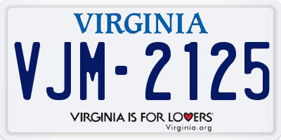 VA license plate VJM2125