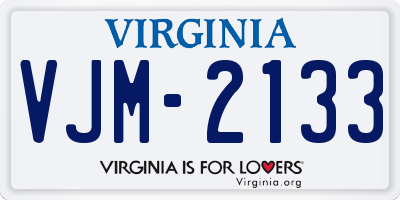 VA license plate VJM2133