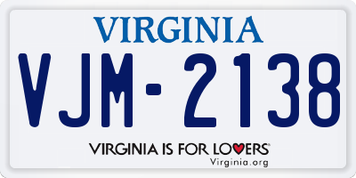 VA license plate VJM2138