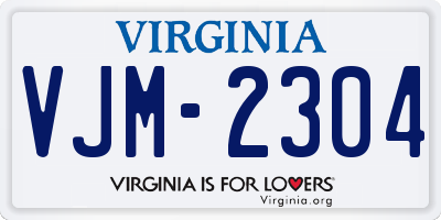 VA license plate VJM2304