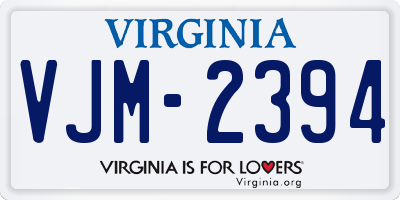 VA license plate VJM2394