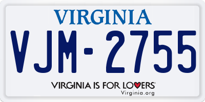 VA license plate VJM2755