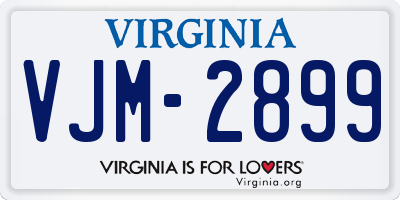 VA license plate VJM2899