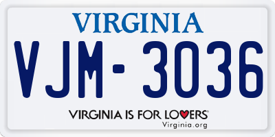 VA license plate VJM3036
