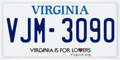 VA license plate VJM3090
