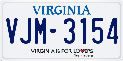 VA license plate VJM3154