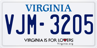 VA license plate VJM3205
