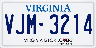 VA license plate VJM3214