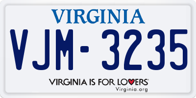 VA license plate VJM3235