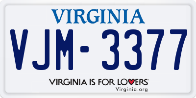 VA license plate VJM3377